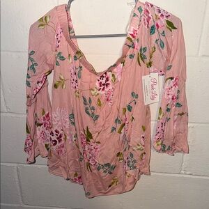 Pink Lily Blush Floral Blouse